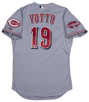 2015 Joey Votto Game Used and Signed Cincinnati Reds Road Jersey Worn on 8/30/15 (MLB Authenticated & PSA/DNA)